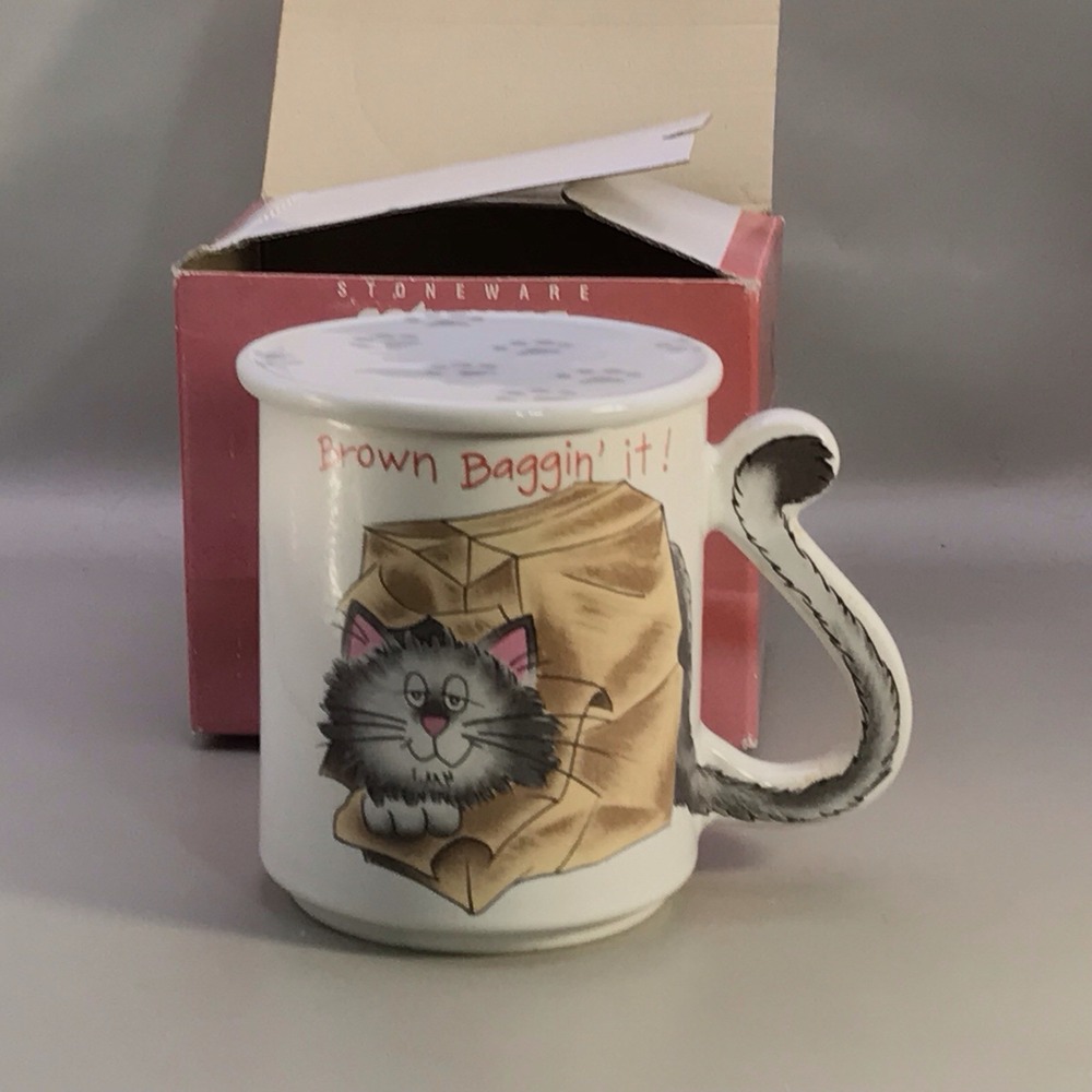Stoneware‎ Cat Mug With Lid/Coaster